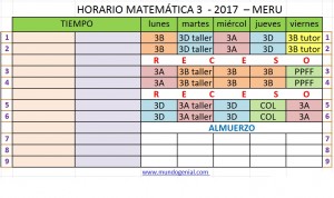 HORADIO MATEMÁTICA 3 - JRC 2017