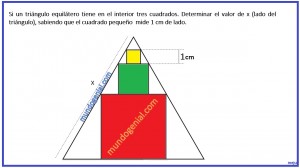 Si un triángulo equilátero tiene en el interior tres cuadrados. ...