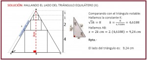 hallando el lado del triángulo equilátero