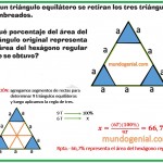 De un triángulo equilátero se retiran los tres triángulos sombreados....