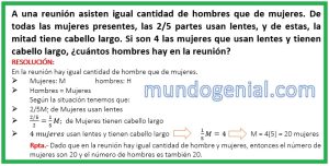 A una reunión asisten igual cantidad de hombres que de mujeres. De